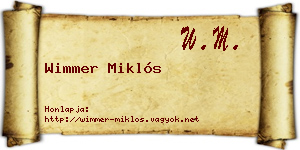 Wimmer Miklós névjegykártya